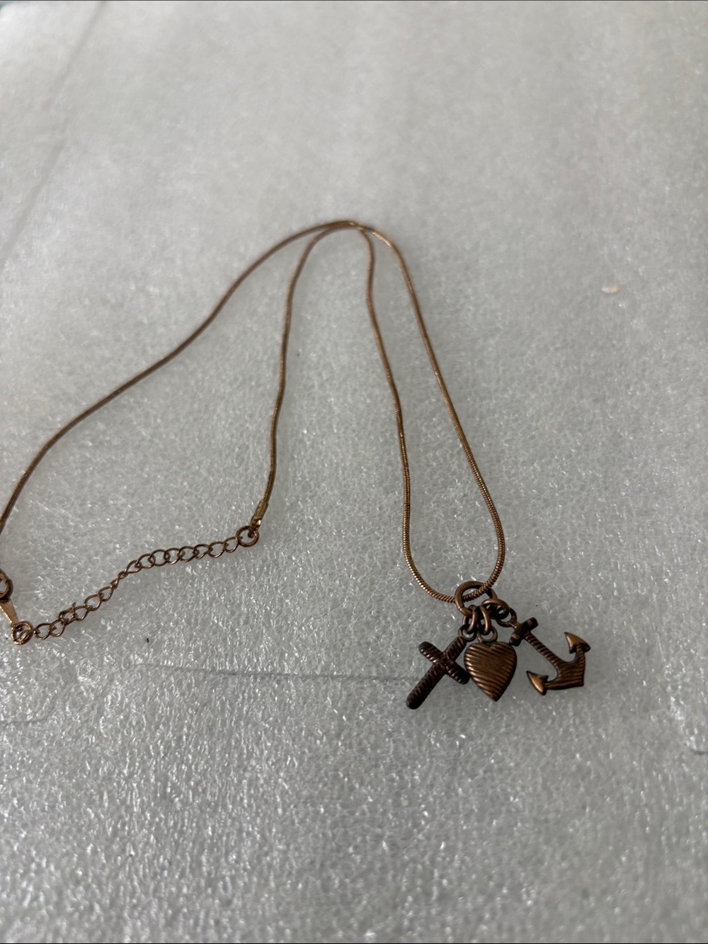 Delicate Bronze Anchor & Heart Charm Necklace - Women Jewelry